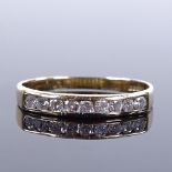 A 9ct gold diamond half eternity ring, total diamond content approx 0.25ct, setting height 2.8mm,