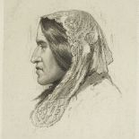 Stephen Alonzo Schoff, rare proof etching of Georg Eliot, image 6" x 4", unframed Slightly dirty but