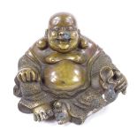 A Chinese bronze seated Buddha, modern, width 15cm