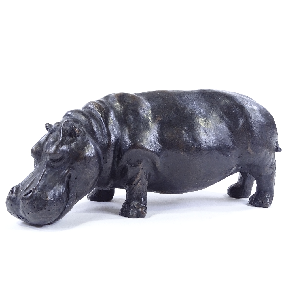 Rosalie Johnson, cold cast bronze, Grazing Hippo, limited edition no. 57/150, signed, length 30cm,