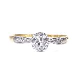 An 18ct gold 0.5ct solitaire diamond ring, platinum-top settings, setting height 5.3mm, size K, 1.8g