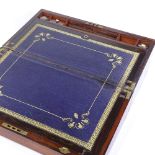 A 19th century brass-bound mahogany writing slope, inset brass plaque "General Ashmore", fitted