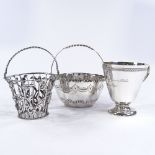Various silverware, including George III silver swing-handle basket, maker's marks ID, hallmarks