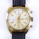 WITT - a gold plated stainless steel mechanical chronograph wristwatch, champagne dial with gilt