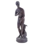 19th century patinated bronze standing Classical nude sculpture, unsigned, height 20cm No damage