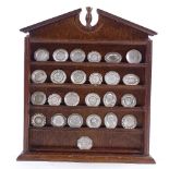 The Antique English Silver Miniature Plate Collection by Franklin Mint, mounted on wooden stand