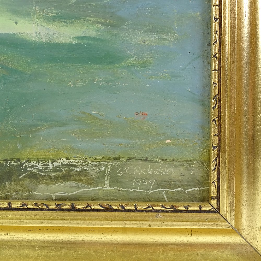 S Michalski, oil on board, garden scene 1969, signed, 19" x 20", framed Very good condition - Image 3 of 4