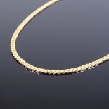 A 9ct gold herringbone link necklace, maker's marks HS, import marks Sheffield 1982, necklace length