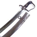 1796 Pattern Light Cavalry Sabre, with original scabbard and fine blade. Wear to leather on grip,
