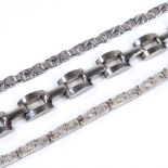 3 modernist silver bracelets, comprising a Guldsmed Indkobsforening Danish sterling textured