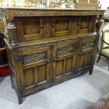 An Ipswich oak carved and panelled Court cupboard, width 5'7", height 4'6"