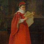 Charles Robertson (1844 - 1891), oil on board, woman reading a book, inscribed verso, 18" x 14",