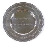 A Maple & Co electroplate ashtray inscribed "Ashtray belonging to Field Marshall Earl Haig",