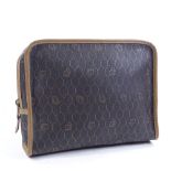 CHRISTIAN DIOR - a Vintage Honeycomb Monogram makeup toiletry bag, circa 1970s, coated black PVC and