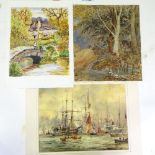 Folder of watercolours and prints