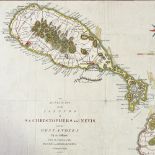 John Cary, hand coloured map of St Kitts Nevis circa 1782, image 12" x 15", unframed
