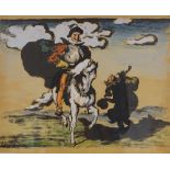 Louis Anquetin (1861 - 1932), watercolour, Don Quixote, signed, 15" x 20", framed Slight paper