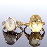2 gold stone set rings, including citrine, 5.7g total (2) Citrine ring in very good original