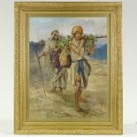Harold Copping (1863 - 1932), watercolour, figures carrying grapevines, 25" x 20", framed Very