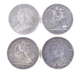 4 Victorian silver crowns