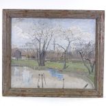 Early to mid-20th century British School, oil on canvas, park scene, unsigned, 20" x 24", framed