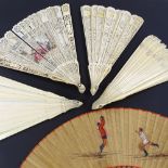 A group of Antique fans, including 4 Brise bone and ivory fans, and some spares