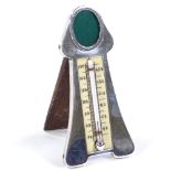 An Edwardian novelty miniature silver combination thermometer and photo frame, by Lawrence