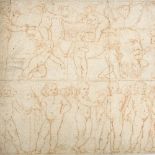 18th century Old Master School, sanguine chalk drawings, Classical cherubs, unsigned, sheet size,