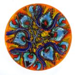 A large Poole Pottery charger with abstract design, by Anita Harris, diameter 41cm Perfect