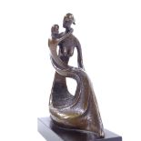 Bernard Kim (born 1942), bronze modernist sculpture, Mother's Love, height including base 21cm