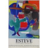 Esteve, original lithograph print, Exhibition poster design 1961, published by Mourlot, sheet size