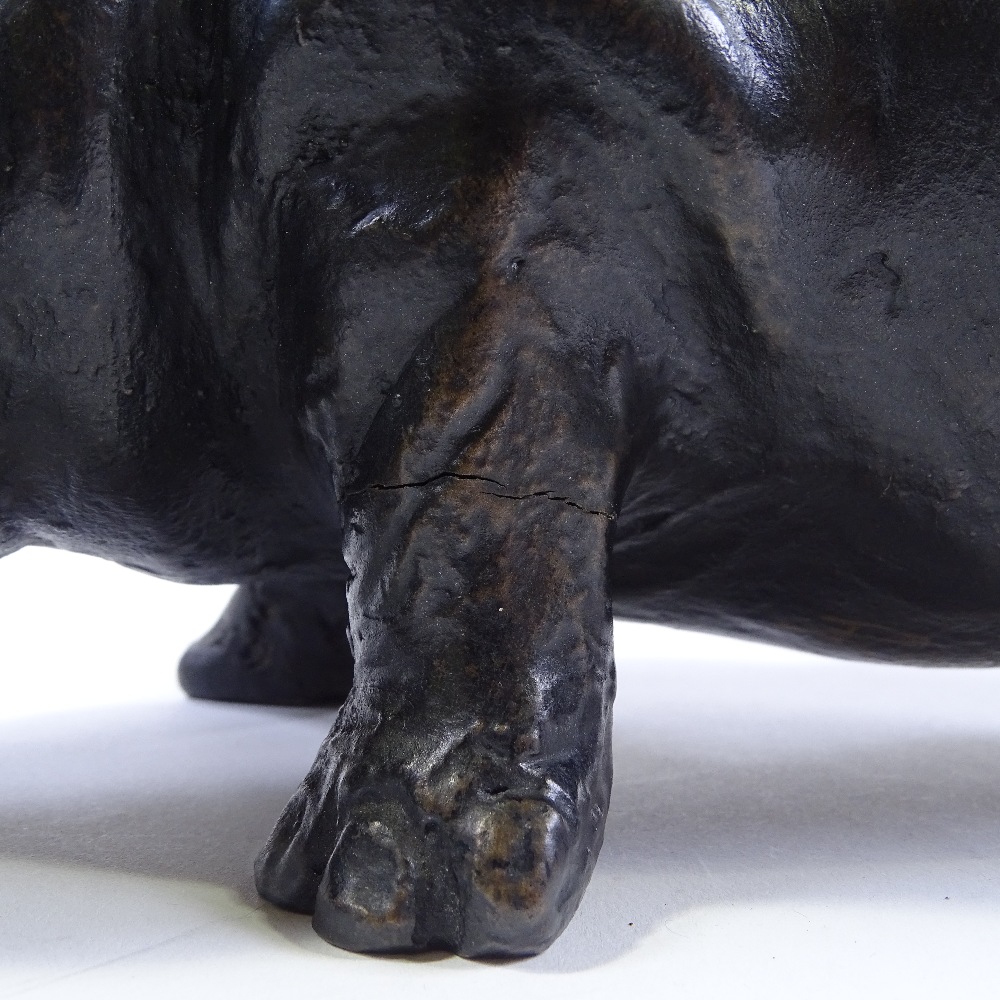 Rosalie Johnson, cold cast bronze, Grazing Hippo, limited edition no. 57/150, signed, length 30cm, - Image 4 of 4