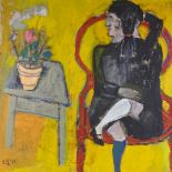 Anna Mayerson (1906 - 1984), oil on canvas, figure seated, signed and dated 1969, 45" x 41",