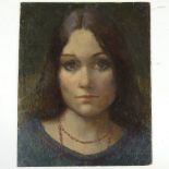 Ronald Benham, oil on board, portrait of a girl, signed and dated 1974, 12" x 10", unframed