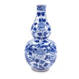 A Chinese blue and white porcelain double-gourd vase, probably 19th century, hand painted dragon