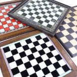 4 various late 19th century folk art chess boards, width 41cm (4) The green and white board has