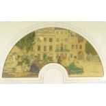 George Sheringham, watercolour, designed for a fan, scene on Cheyne Walk, signed and dated 1919,