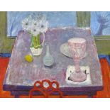 Modern oil on board, still life kitchen table, 16" x 20", framed