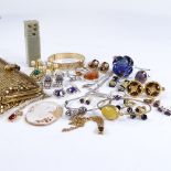 Various costume jewellery, including cameo panel, Murano earrings, Chinese silver bangle, etc. Lot