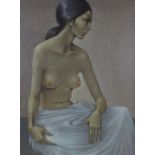 Michael Tain, oil on canvas, nude portrait of woman Sui-lin 1971, signed, 30" x 22", original