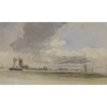 J C Gooden (fl. 1835 - 1975), watercolour, coastal view, unsigned, 8" x 13", framed Good
