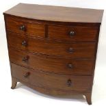 A 19th century mahogany bow-front chest of drawers, width 42.5", height 43"