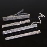 4 Danish silver tie clips, including C B Hansen leaf clip, B Larsson chain clip, etc., 34g total, (