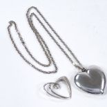 A Guldsmed Indkobsforening Danish sterling modernist silver heart pendant necklace, and a Jens J