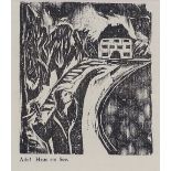 Nele Van Der Velde, 2 expressionist woodcut prints, circa 1920, mounted in common frame Very good