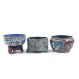 A group of Oriental items, comprising a verdigris bronze bowl with 6 character mark, diameter