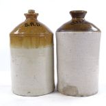 2 First War Period salt glaze stoneware rum flagons, inscribed SRD