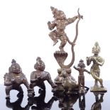 7 various Indian bronze deities and animals, largest height 18cm