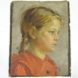 Geoffrey Mortimer (1896 - 1986), oil on canvas laid on board, portrait of the artist's sister, circa
