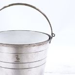 A Mappin & Webb electroplate swing-handled ice bucket with ceramic liner, height 13cm Liner perfect